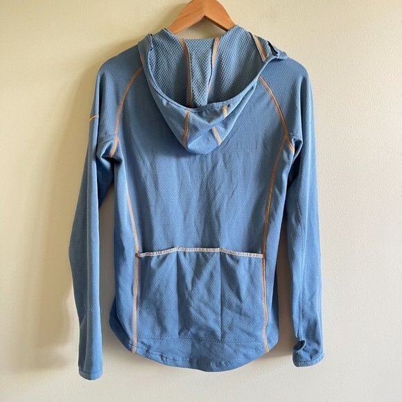 Nike Sphere Dry‎ Top Half Zip Up Hooded Thumbhole Blue Womens Size L Pockets - Picture 6 of 7